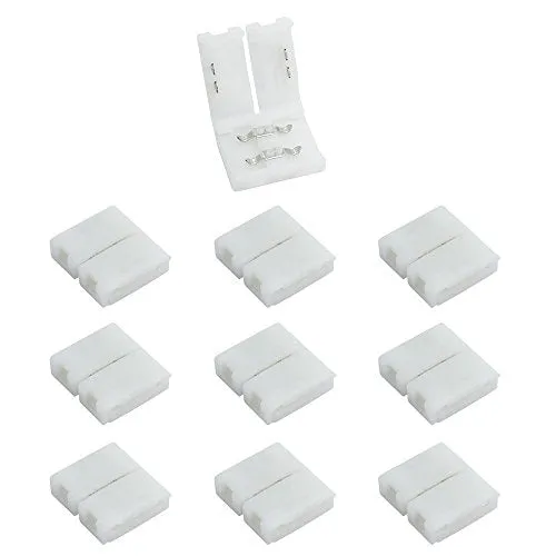 10pcs Pack Solderless Snap Down 2 pin Conductor LED Strip Connector for 10mm Wide 5050 5630 Single Color Flex LED Strips