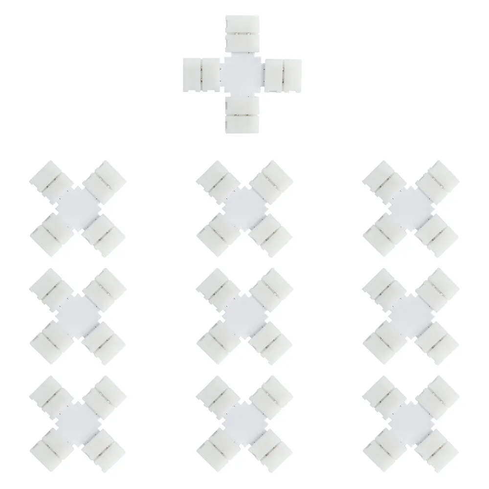 10pcs Pack Solderless Snap Down 2 pin Conductor LED Strip Connector for 10mm Wide 5050 5630 Single Color Flex LED Strips