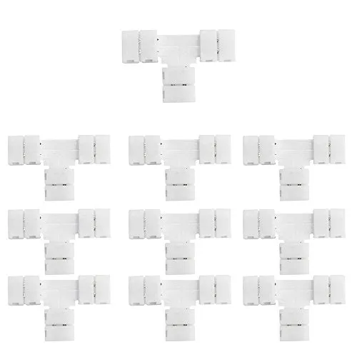 10pcs Pack Solderless Snap Down 2 pin Conductor LED Strip Connector for 10mm Wide 5050 5630 Single Color Flex LED Strips