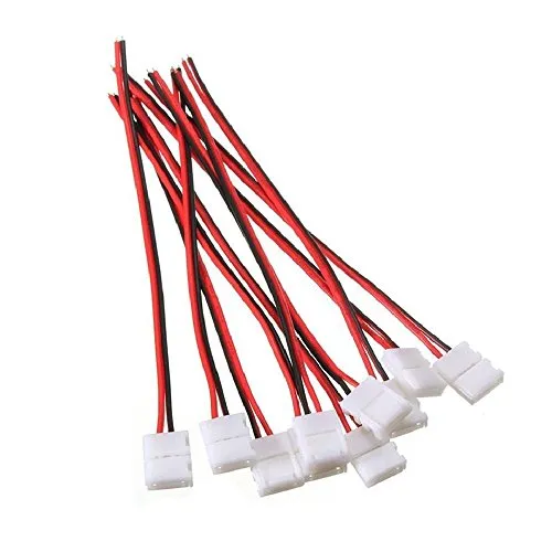 10pcs Pack Solderless Snap Down 2 pin Conductor LED Strip Connector for 10mm Wide 5050 5630 Single Color Flex LED Strips