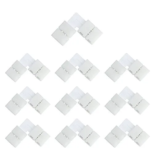 10pcs Pack Solderless Snap Down 2 pin Conductor LED Strip Connector for 10mm Wide 5050 5630 Single Color Flex LED Strips