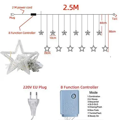 12 Stars LED Diwali Lights Curtain String Lights