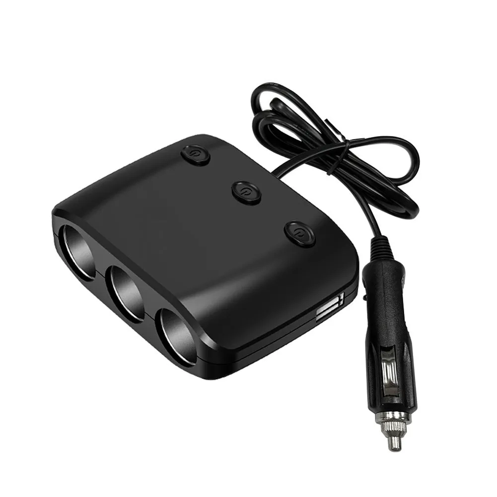 12V 24V High-power Car Charger Dual USB 1-to-3 Cigarette Lighter