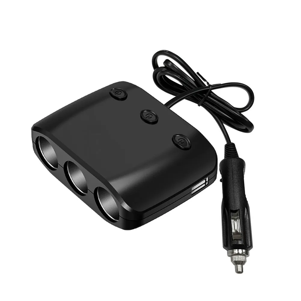 12V 24V High-power Car Charger Dual USB 1-to-3 Cigarette Lighter