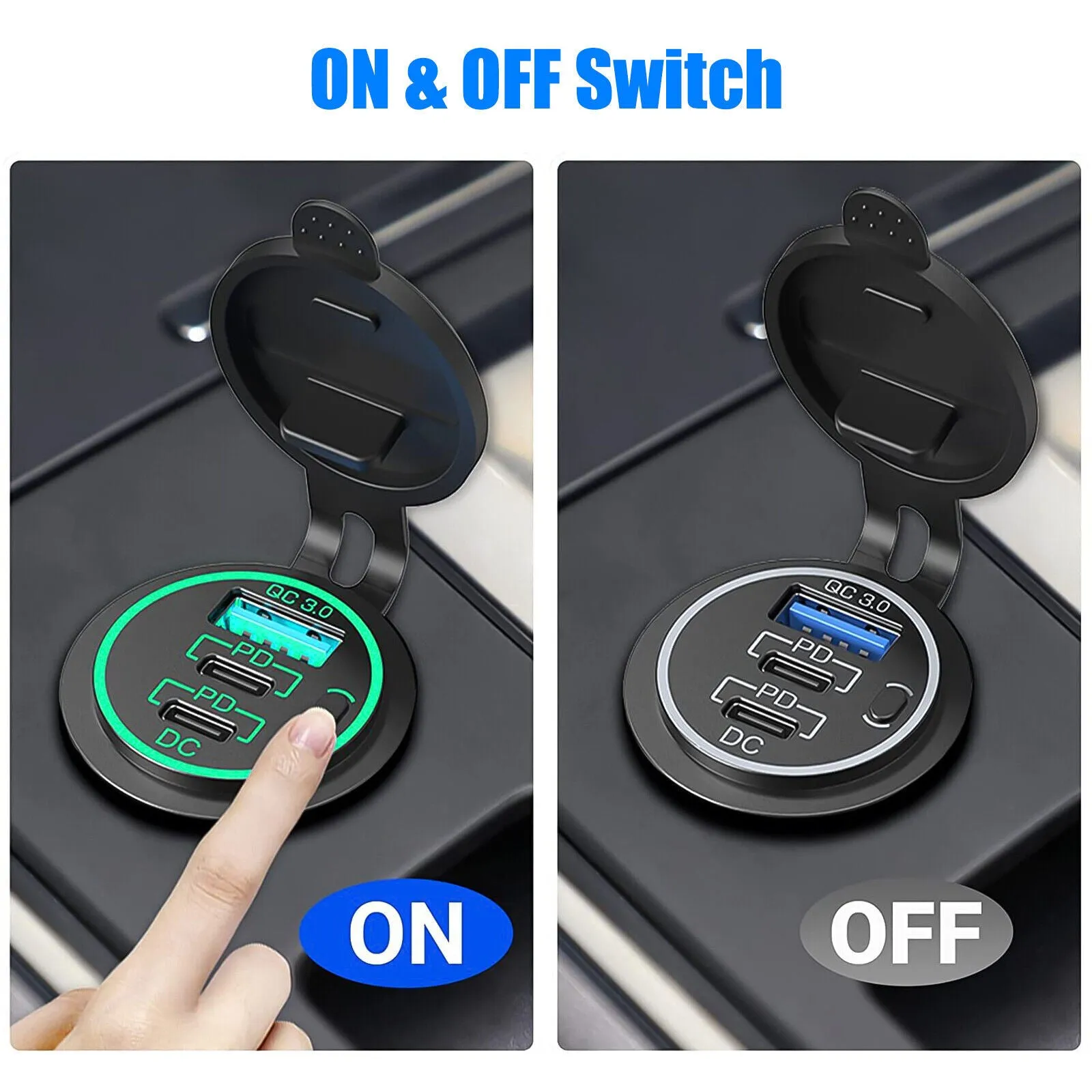12V USB Outlet Dual PD20W   QC3.0 18W Car Fast Charger Power