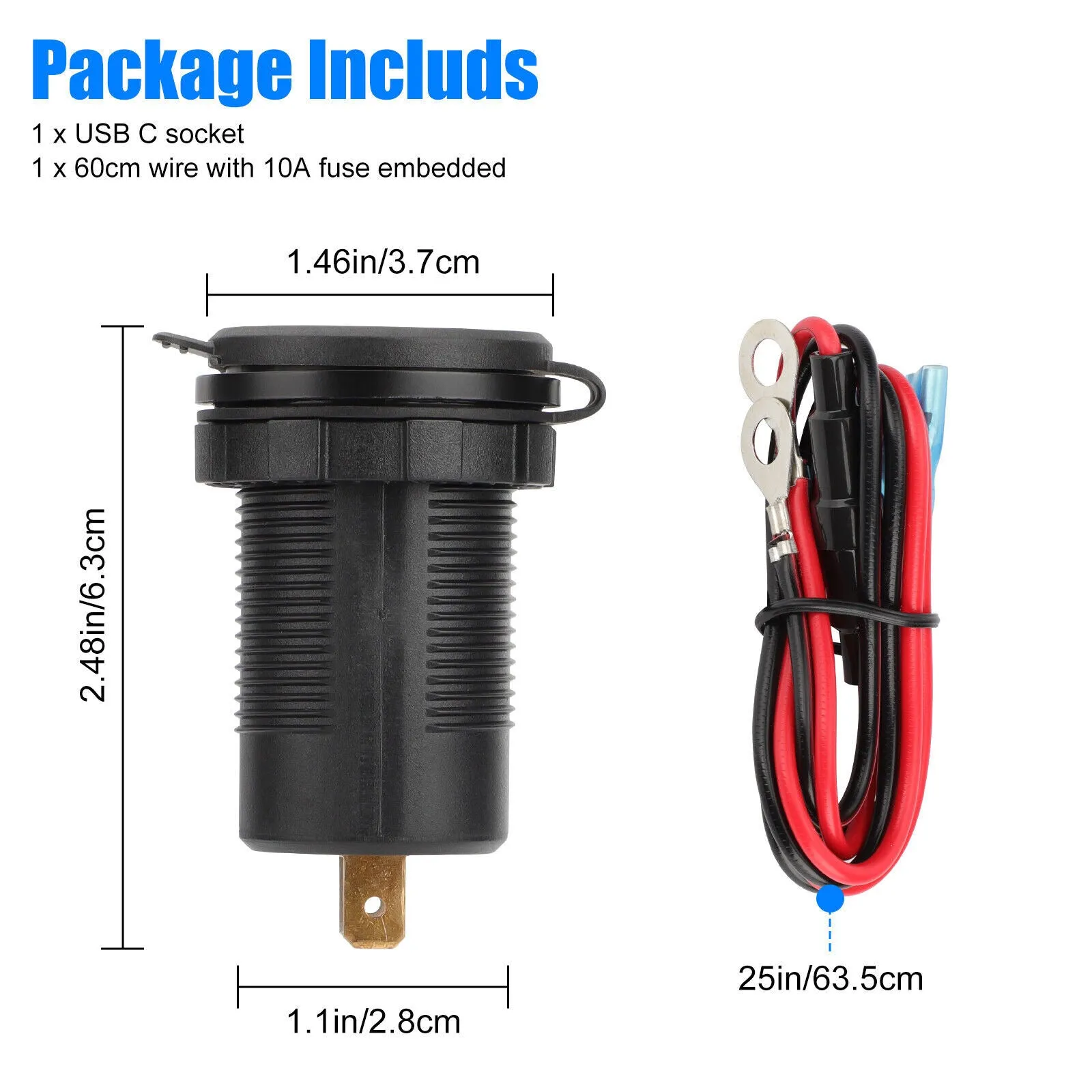 12V USB Outlet Dual PD20W   QC3.0 18W Car Fast Charger Power
