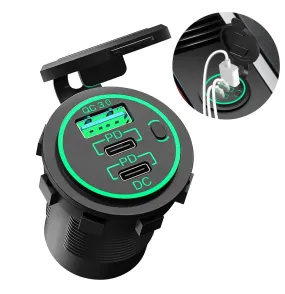 12V USB Outlet Dual PD20W   QC3.0 18W Car Fast Charger Power