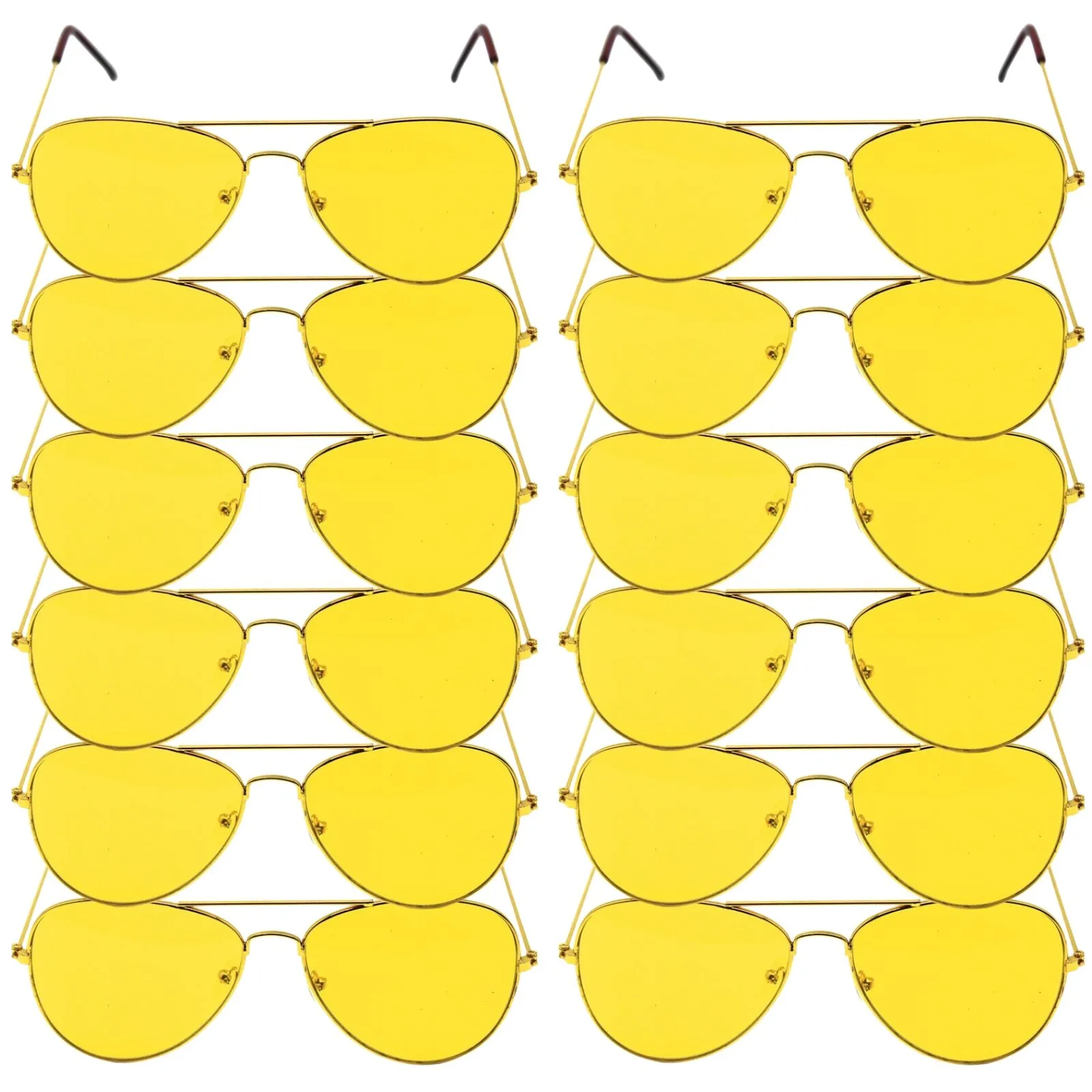 12x Yellow Aviator Party Glasses – Fun Novelty Accessory Australia Day Green Gold Bulk