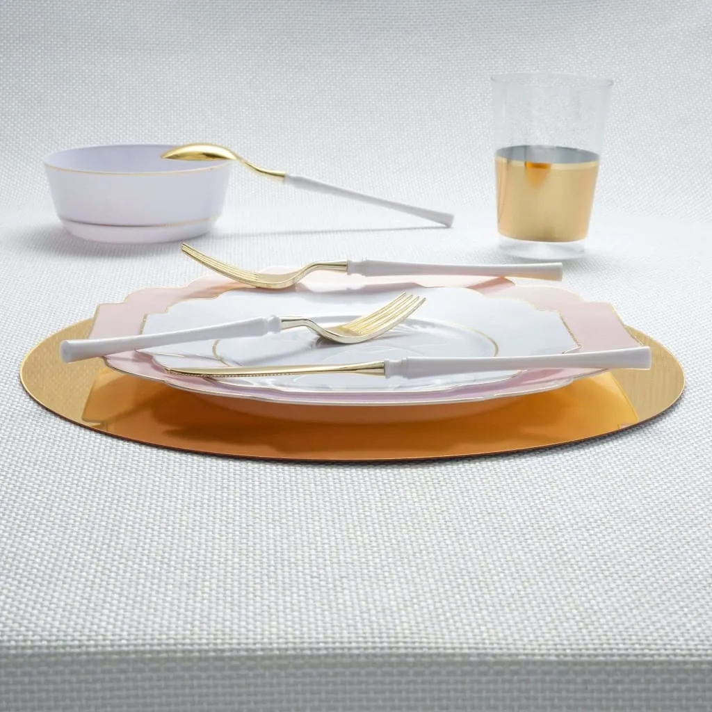 13" Gold Round Lightweight Plastic Mirror Charger Plate - 1-Piece with Easy Peel Protective Coating