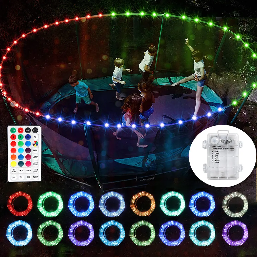 16 Colors RGB 10M/12M/15M LED Trampoline Lights, Remote Control Trampoline Rim LED Light