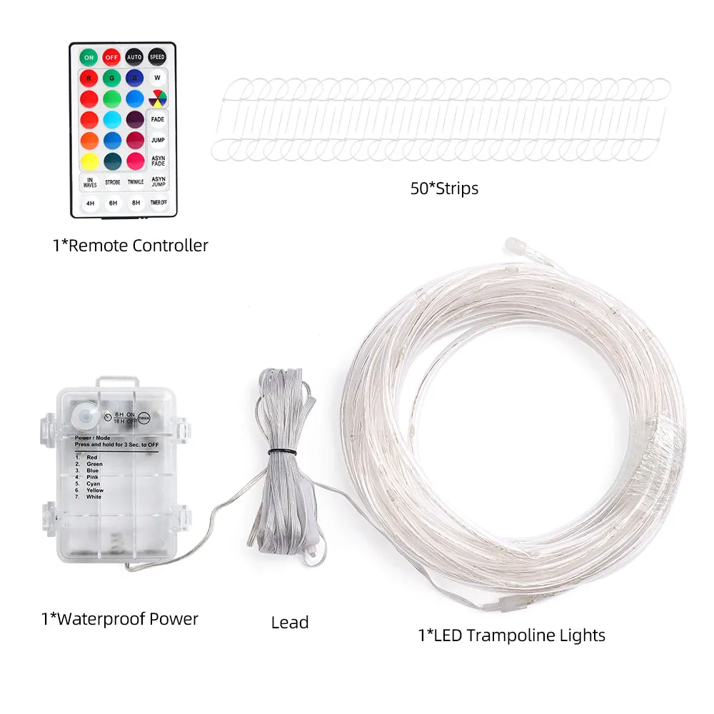 16 Colors RGB 10M/12M/15M LED Trampoline Lights, Remote Control Trampoline Rim LED Light