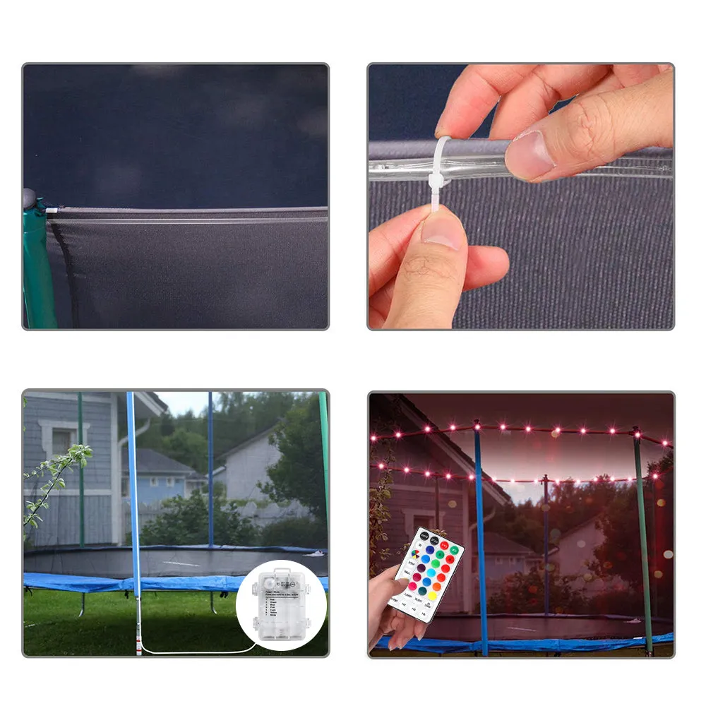 16 Colors RGB 10M/12M/15M LED Trampoline Lights, Remote Control Trampoline Rim LED Light