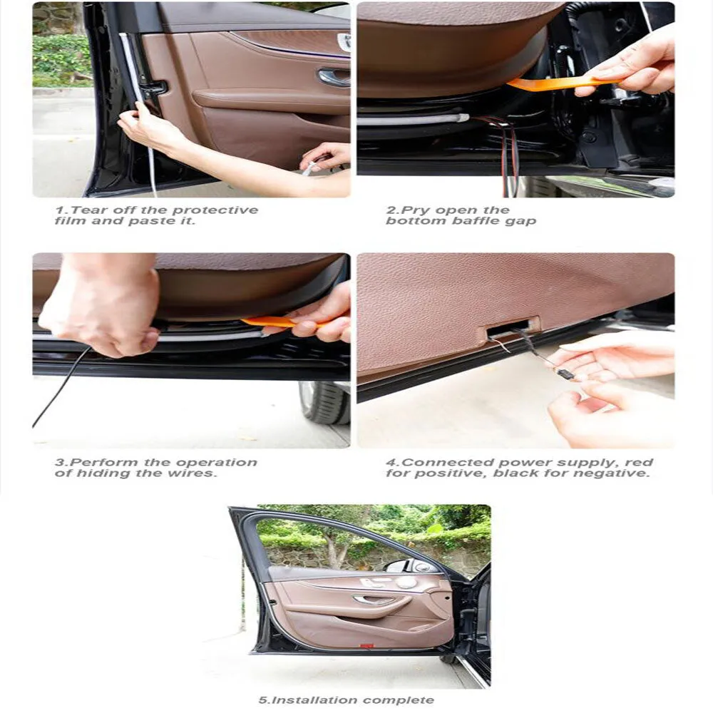 2PCS Car Door Decoration Light Strips Car Styling Strobe Flashing