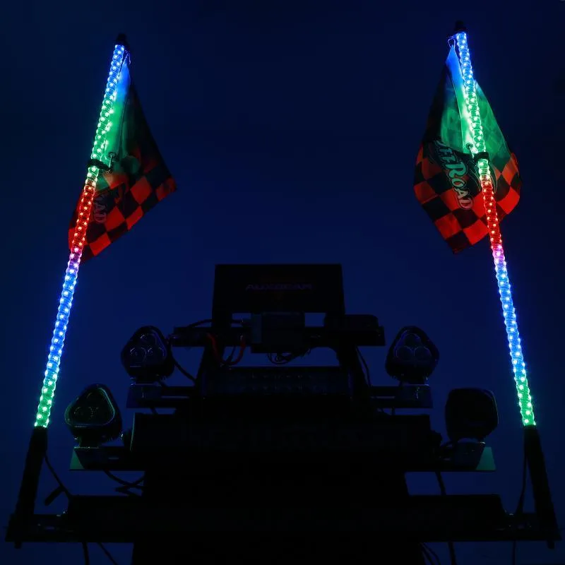(2pcs/set) 3FT/4FT LED RGB Whip Lights with Turn Signal & Brake Light, Bluetooth APP/ Remote Control