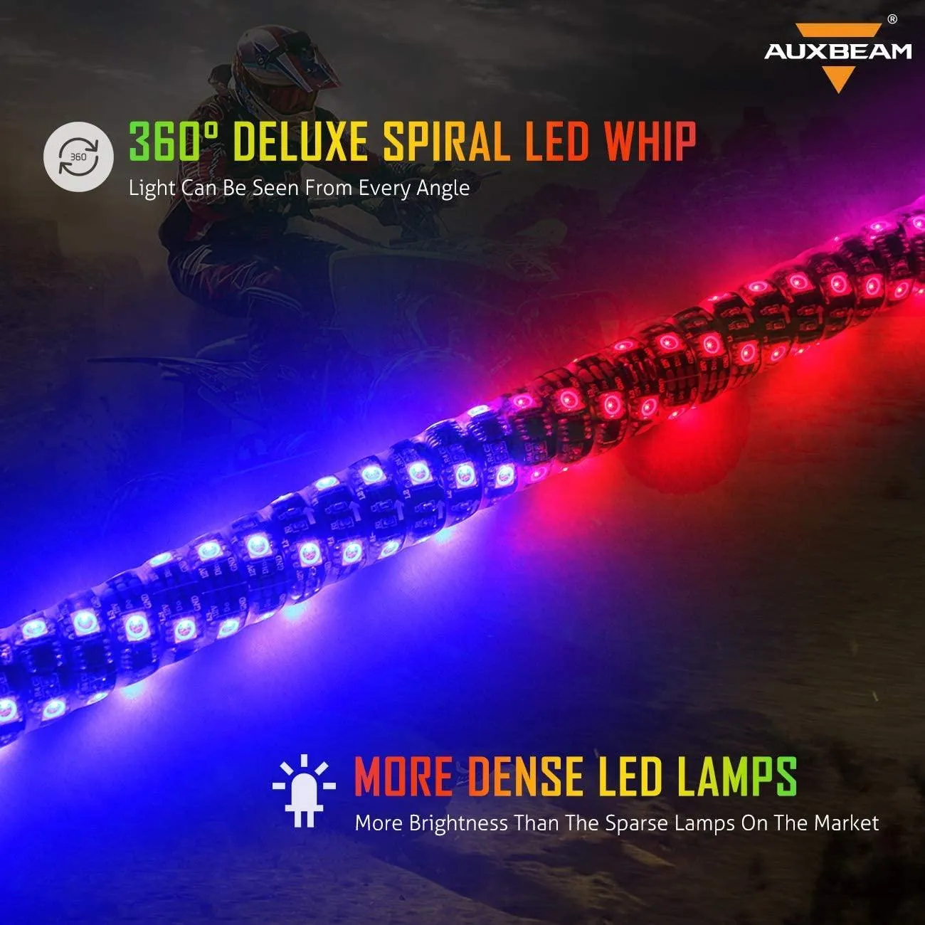 (2pcs/set) 3FT/4FT LED RGB Whip Lights with Turn Signal & Brake Light, Bluetooth APP/ Remote Control