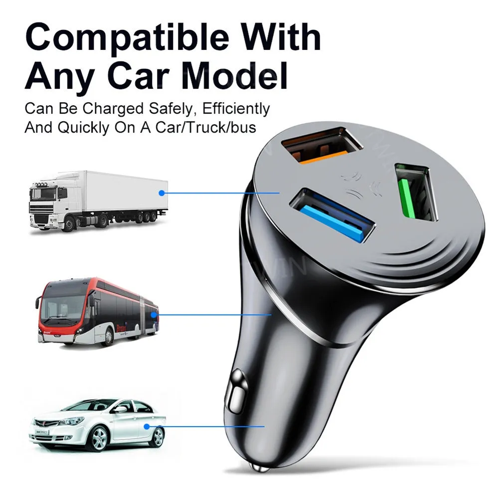 3-in-1 Car Charger 3.0 3-usb Multi-function Fast Charging Adapter
