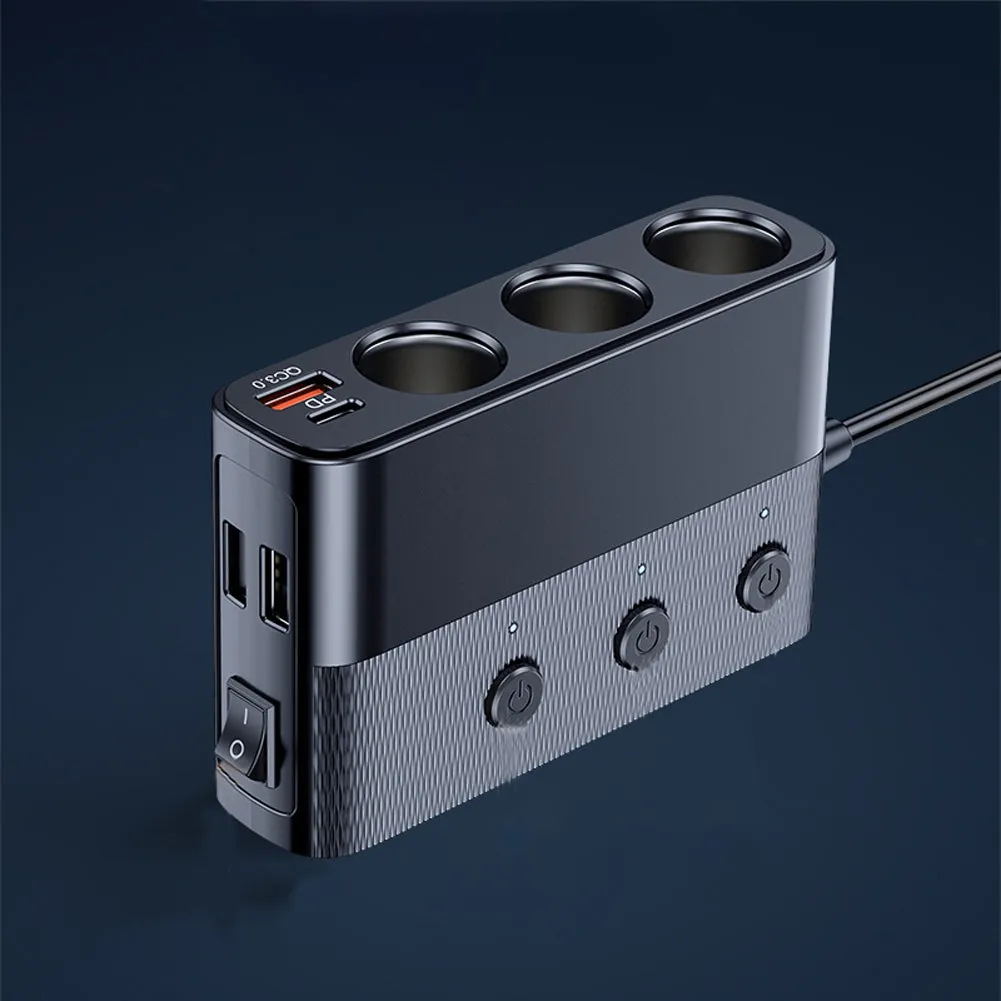 3-in-1 Car Charger Cigarette Lighter Splitter C28 Conversion Plug