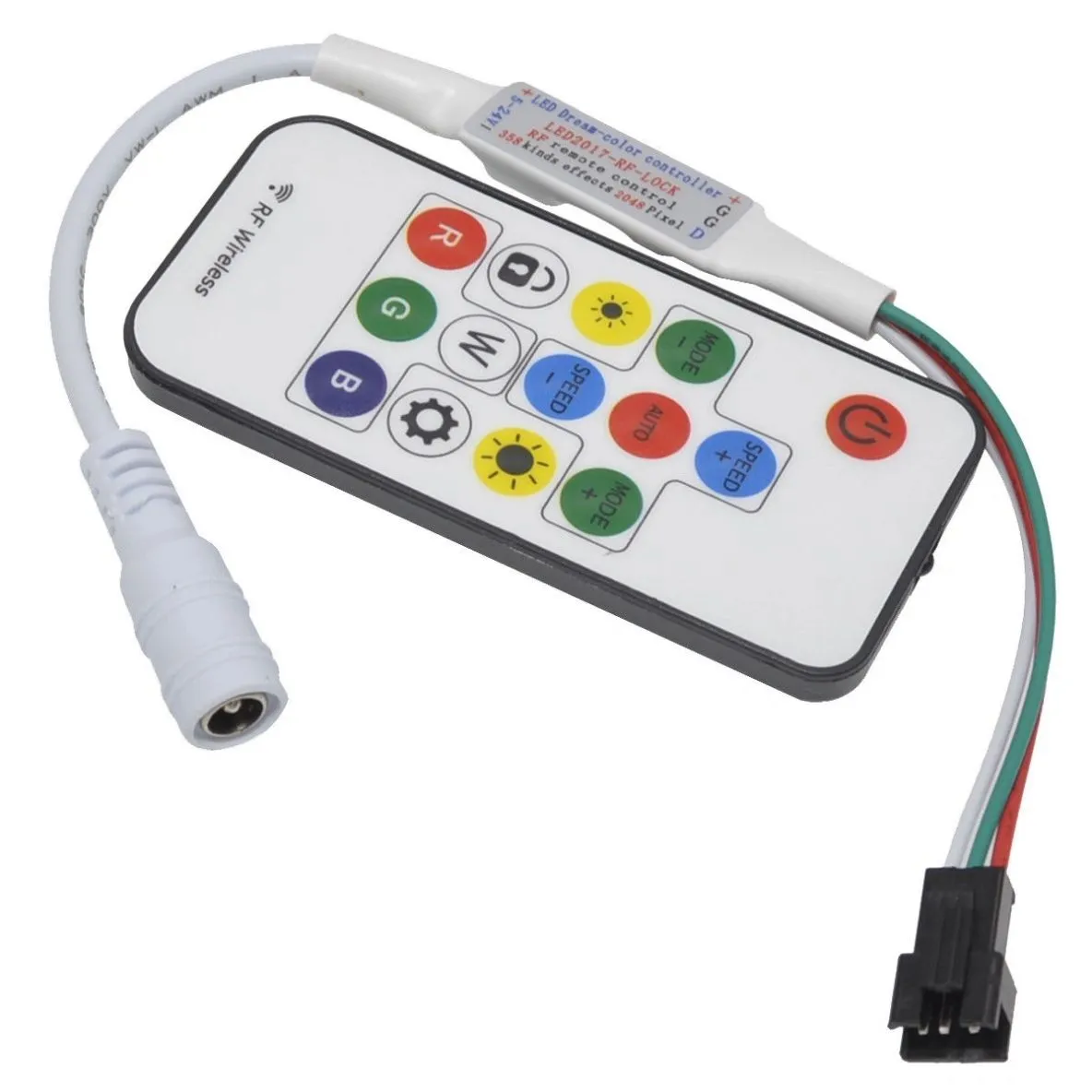 5-24V LED2017-RF-Lock LED Light Strip Wireless Remote Mini RGB Controller (2048px, 358modes)