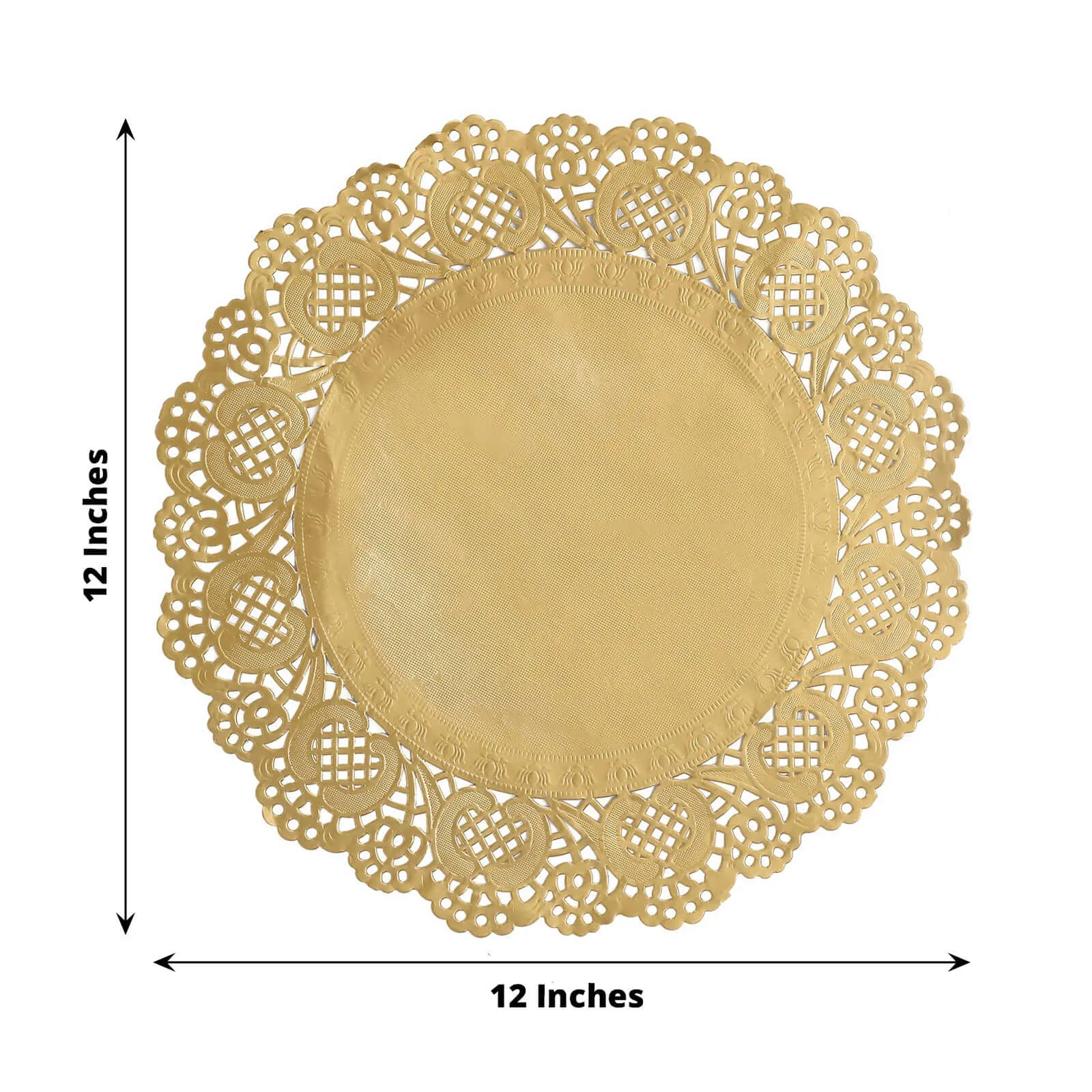 50 Pcs Paper Round Placemats 12" Gold - Food Grade Lace Paper Doilies for Desserts, Crafts & Table Decor