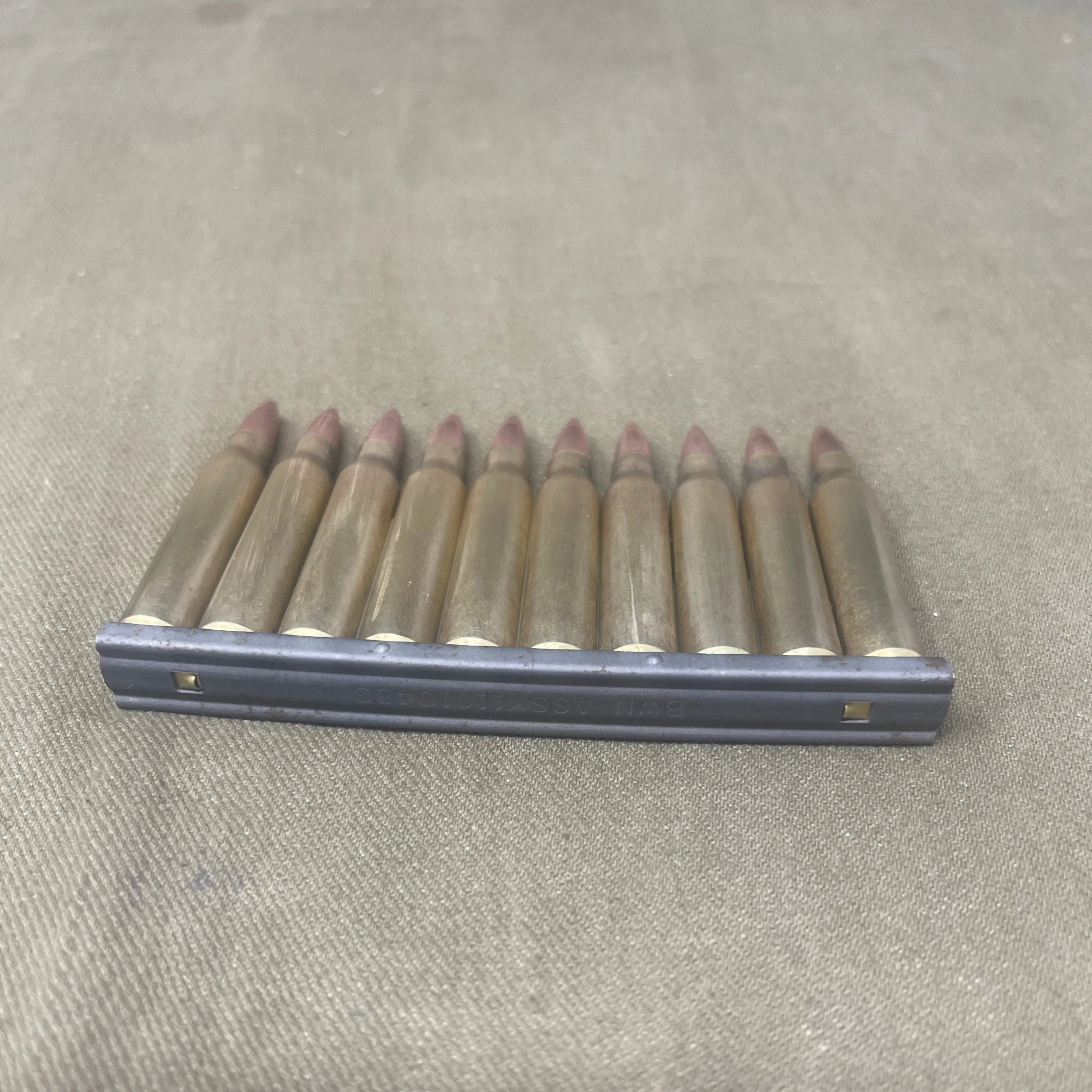 5.56 Inert Brass Rounds x 10 on Nato Stripper Clip
