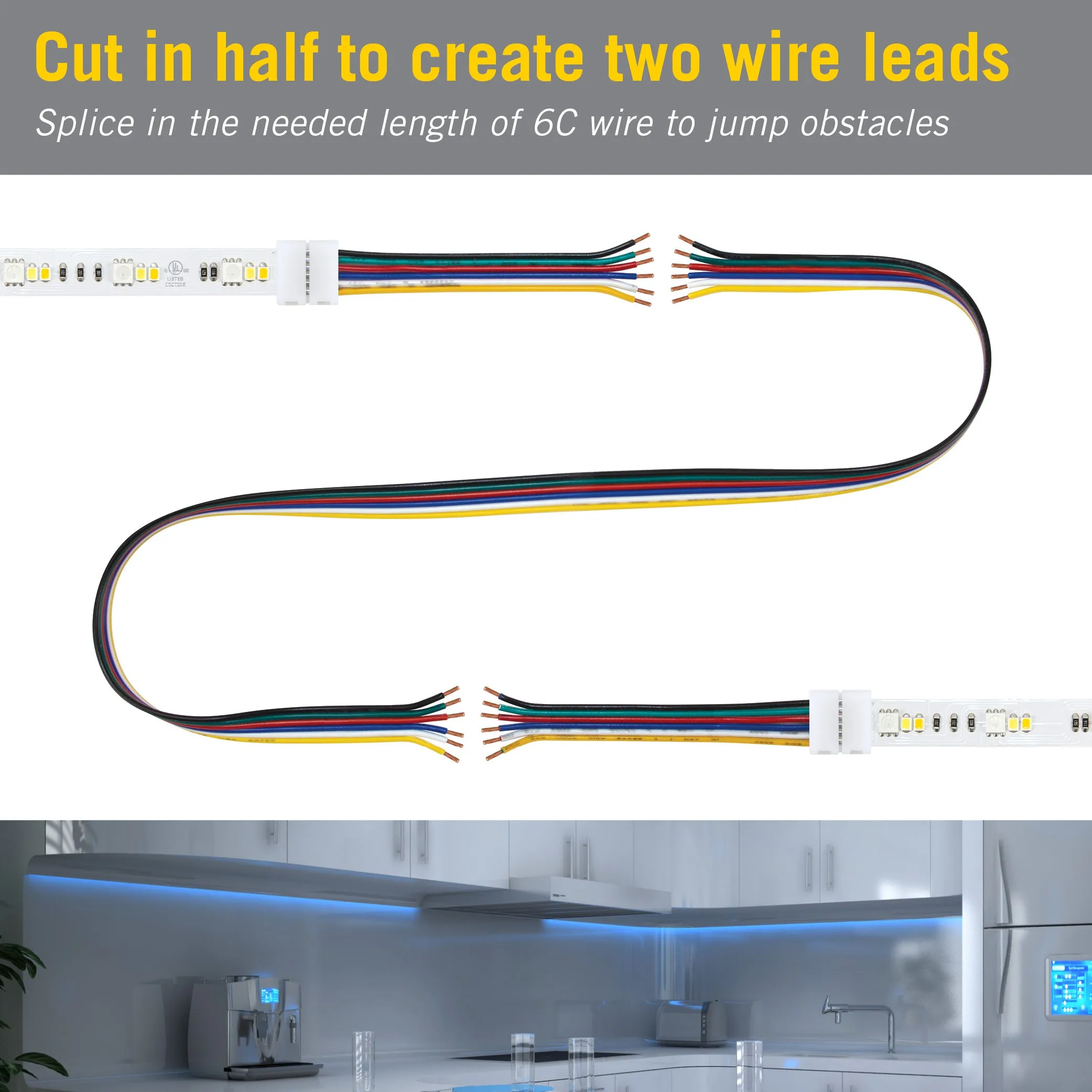 6 Pin RGB WW LED Strip Light 6 in Tape to Tape Connector
