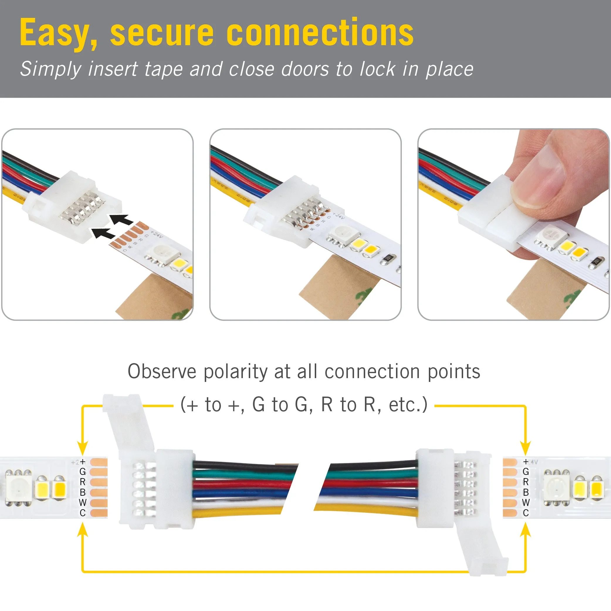 6 Pin RGB WW LED Strip Light 6 in Tape to Tape Connector
