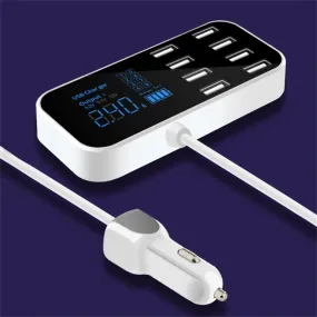 8-port Output Usb Car Charger 12v-24v Led Digital Display