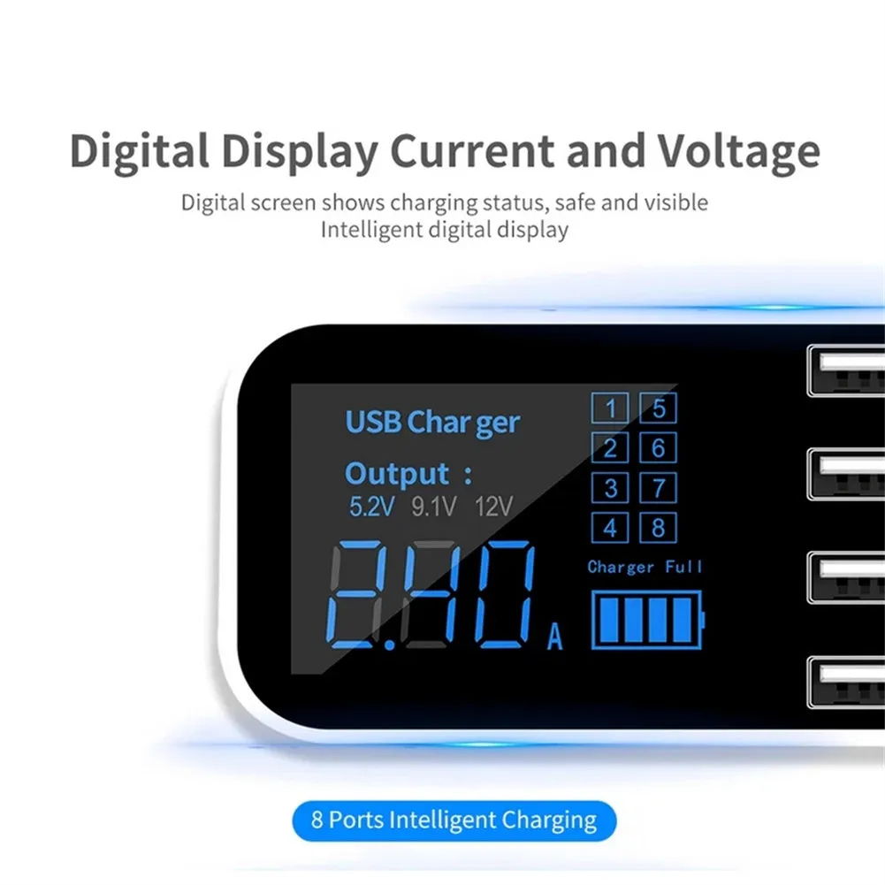 8-port Output Usb Car Charger 12v-24v Led Digital Display