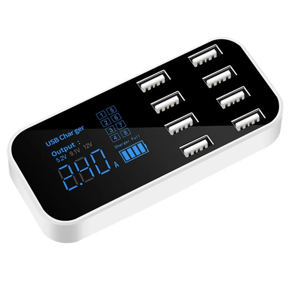 8-port Output Usb Car Charger 12v-24v Led Digital Display
