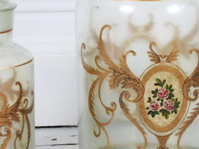 A Set of Five Hand Painted Antique Apothecary Jars