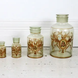 A Set of Five Hand Painted Antique Apothecary Jars