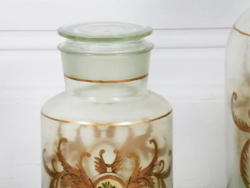 A Set of Five Hand Painted Antique Apothecary Jars