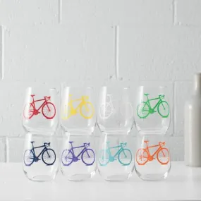 Bike Party Stemless Wine Glasses