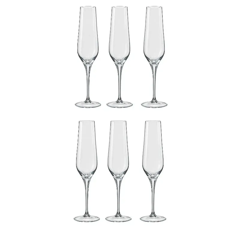 Bohemia Rebecca Champagne Flute Clear Lead Free Crystal Stemware | Set of 6 | 3 x 10 inches | 195ml