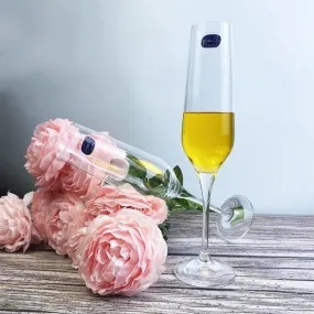 Bohemia Rebecca Champagne Flute Clear Lead Free Crystal Stemware | Set of 6 | 3 x 10 inches | 195ml