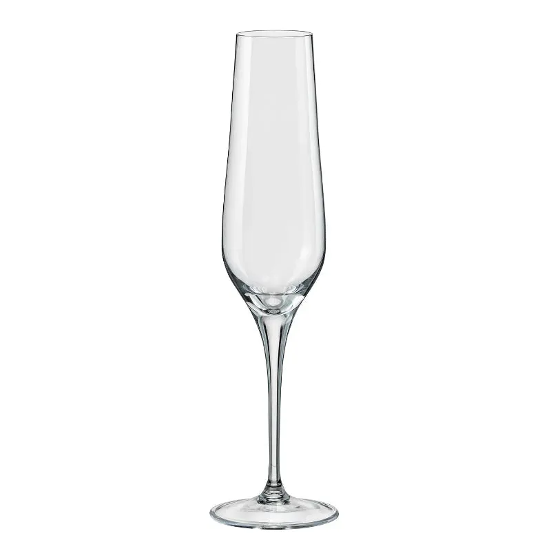 Bohemia Rebecca Champagne Flute Clear Lead Free Crystal Stemware | Set of 6 | 3 x 10 inches | 195ml
