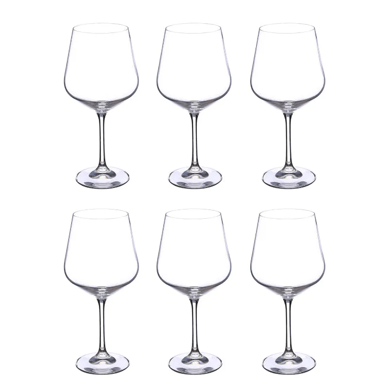 Bohemia Sandra Wine Glass Clear Lead Free Crystal Drinkware | Set of 6 | 4 x 9 inches | 570ml