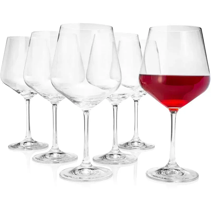 Bohemia Sandra Wine Glass Clear Lead Free Crystal Drinkware | Set of 6 | 4 x 9 inches | 570ml