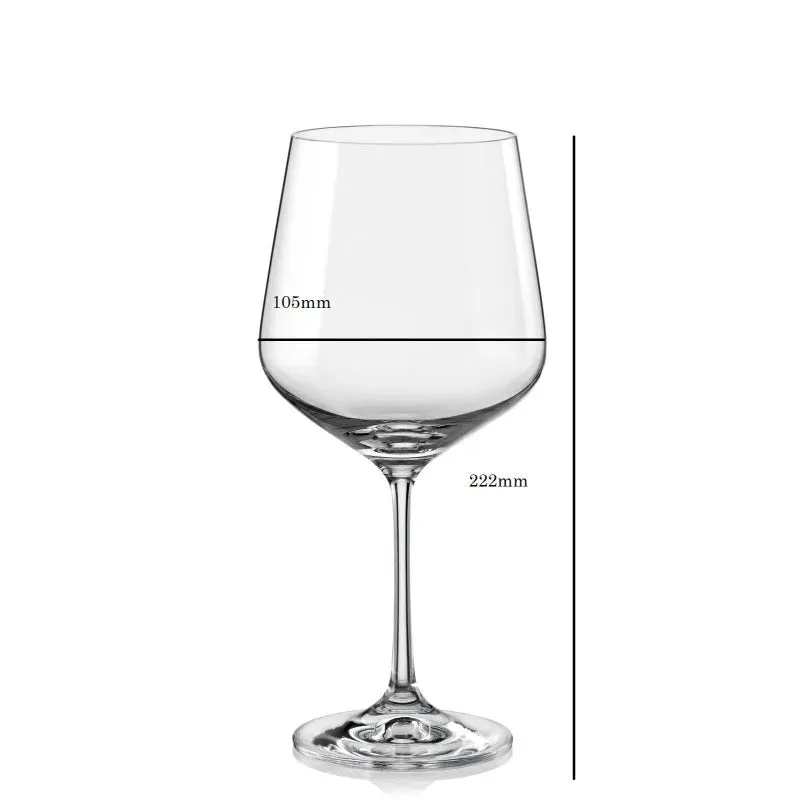 Bohemia Sandra Wine Glass Clear Lead Free Crystal Drinkware | Set of 6 | 4 x 9 inches | 570ml