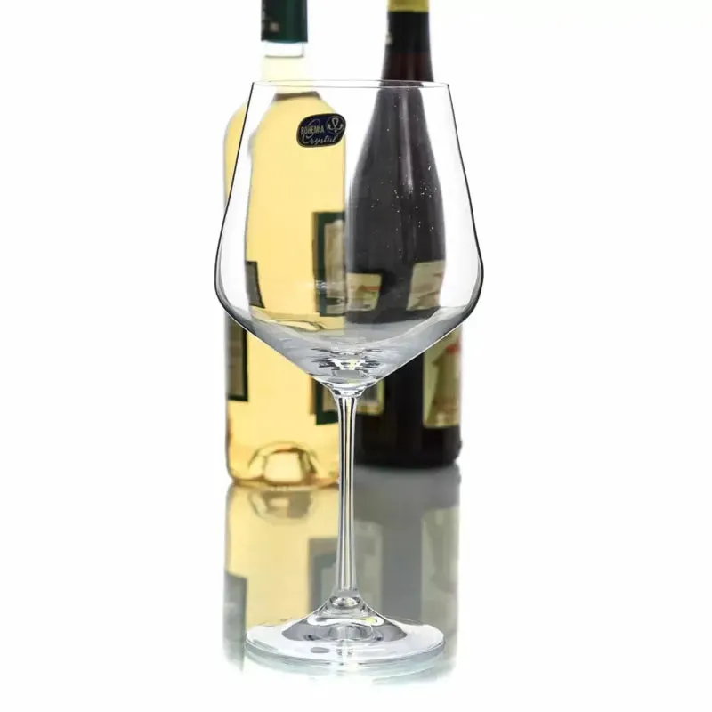 Bohemia Sandra Wine Glass Clear Lead Free Crystal Drinkware | Set of 6 | 4 x 9 inches | 570ml