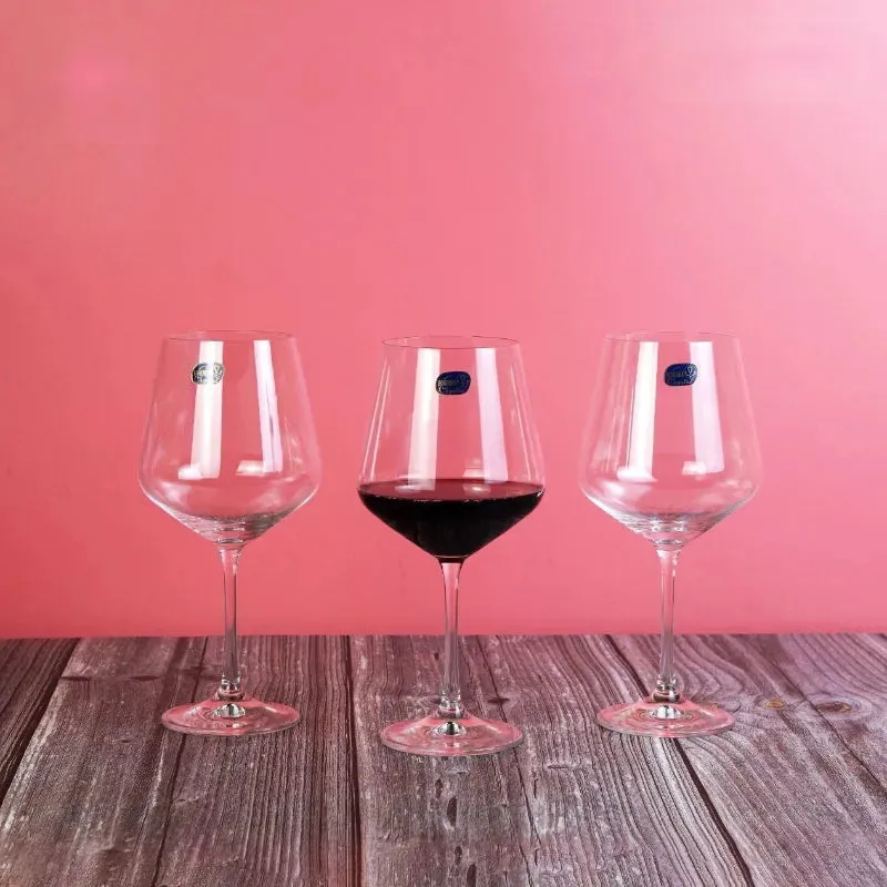 Bohemia Sandra Wine Glass Clear Lead Free Crystal Drinkware | Set of 6 | 4 x 9 inches | 570ml