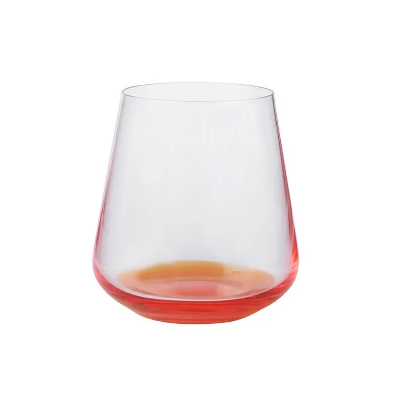 Bohemia Siesta Orange Whiskey Glass Clear Lead Free Crystal Glassware | Set of 6 | 4 x 4 inches | 400ml
