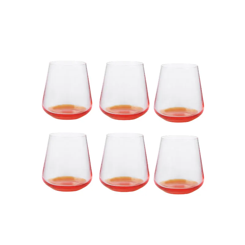 Bohemia Siesta Orange Whiskey Glass Clear Lead Free Crystal Glassware | Set of 6 | 4 x 4 inches | 400ml