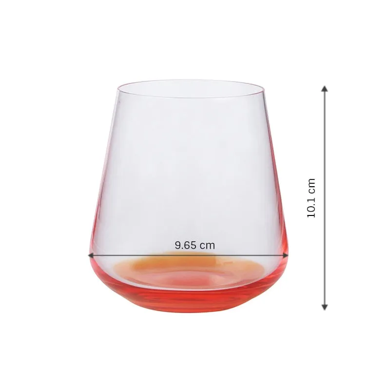 Bohemia Siesta Orange Whiskey Glass Clear Lead Free Crystal Glassware | Set of 6 | 4 x 4 inches | 400ml