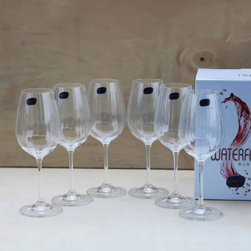 Bohemia Viola Waterfall Glass Clear Lead Free Crystal Drink Accessory | Set of 6 | 3 x 9 inches | 350ml