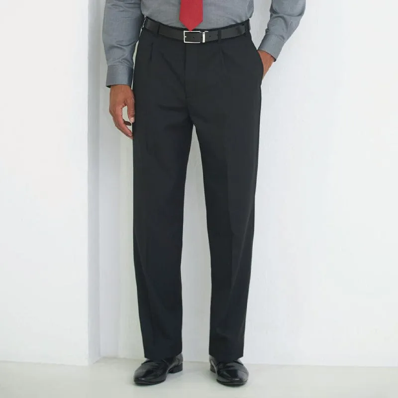 Brook Taverner Langham Single Pleat Trouser - Black