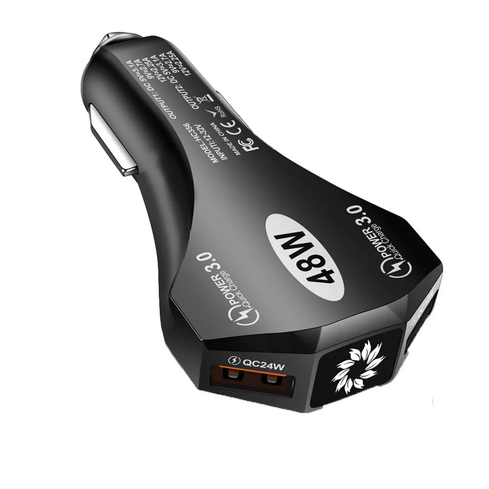Car Charger Fast Charging Adapter 48w Dual QC3.0 2USB 1-to-2