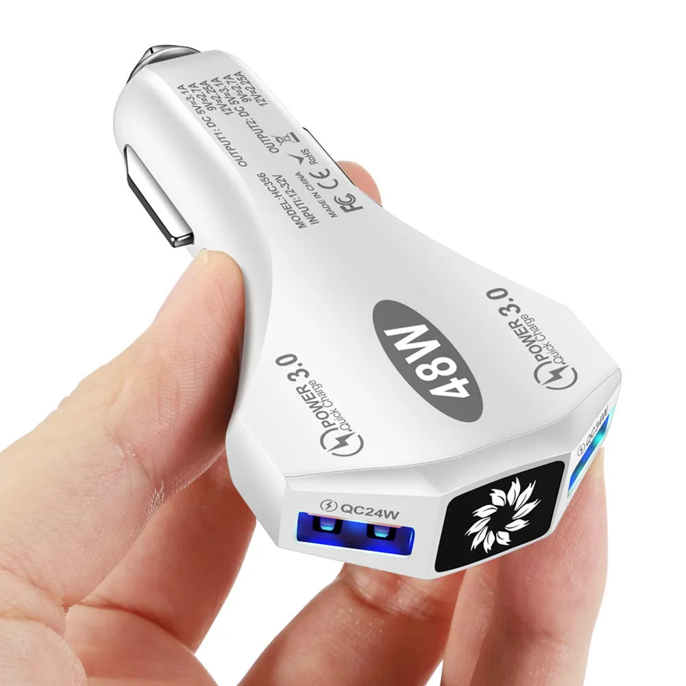 Car Charger Fast Charging Adapter 48w Dual QC3.0 2USB 1-to-2