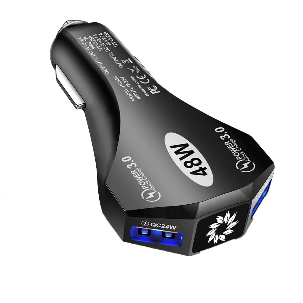 Car Charger Fast Charging Adapter 48w Dual QC3.0 2USB 1-to-2