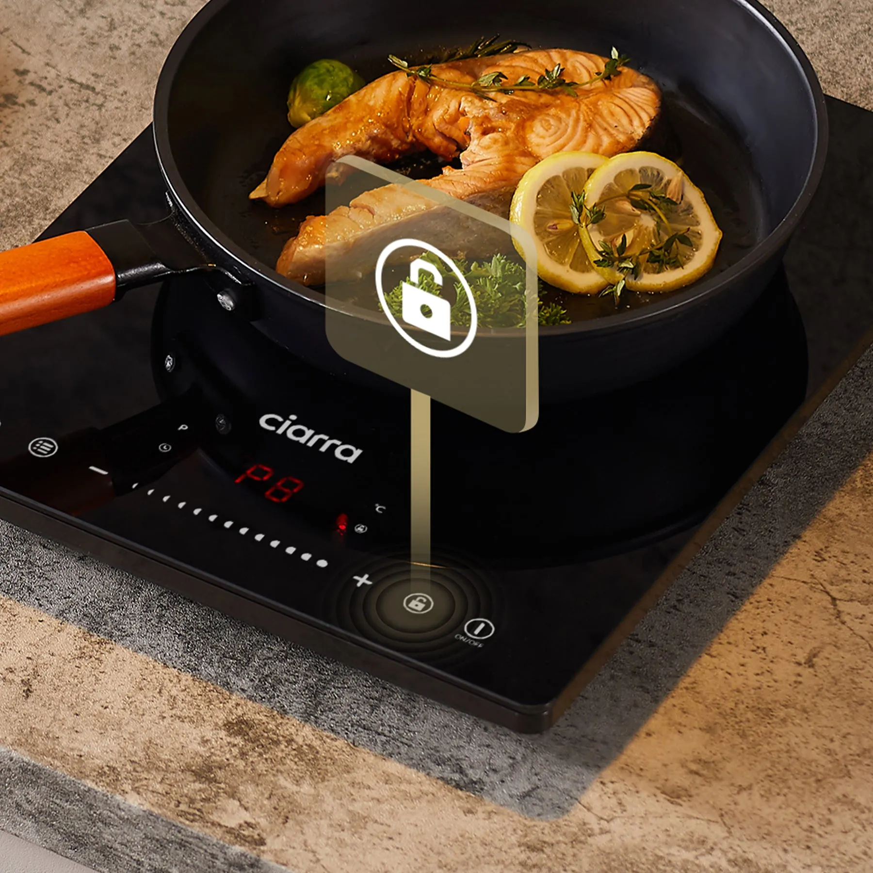CIARRA Portable Induction Hob 13 Amp Plug 2000W Single Hotplate with Touch Control CBTIH1-OW